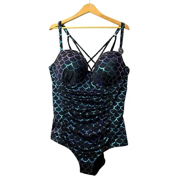 TORRID WOMENS 3-DD/F NWT Slim Fix Underwire Strappy Back One Piece Swimsuit HALO - Picture 7 of 15